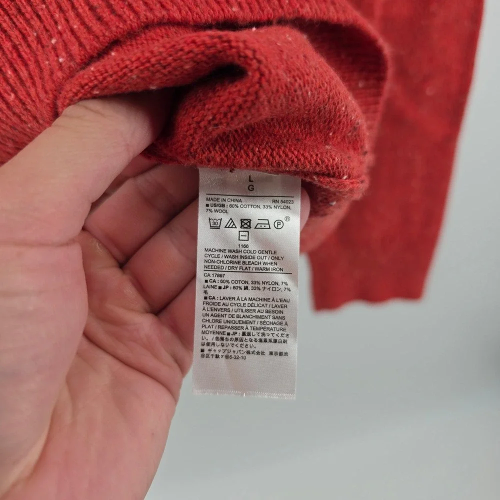 Banana Republic Mens Large Red Donegal Fleck Cotton Wool Blend Crew Neck Sweater